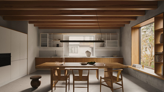 W tym wakacyjnym domu w Gdyni naturalne światło zostało sprytnie wprzęgnięte do budowania różnych nastrojów