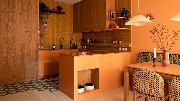 Południowa paleta barw w mieszkaniu w bloku na warszawskiej Woli